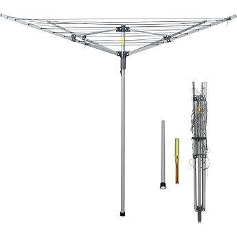 Brabantia - WallFix Dryer - with Protective Storage Box - Space Saver - Laundry Rotary - Retractable - Wall Mounted - Clothes Drying Rack - Outdoor - Metallic Grey - 24m