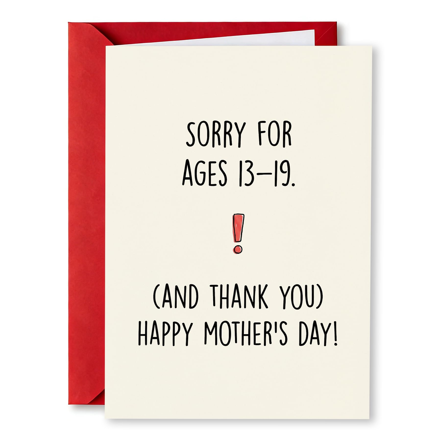 Photo 1 of **2 PACK**PTRUKD Funny Mother's Day Card Sorry for Ages 13-19" - Apology Greeting Card for Teen Years - Humorous Gift from Son Daughter - 400gsm Heavyweight Paper