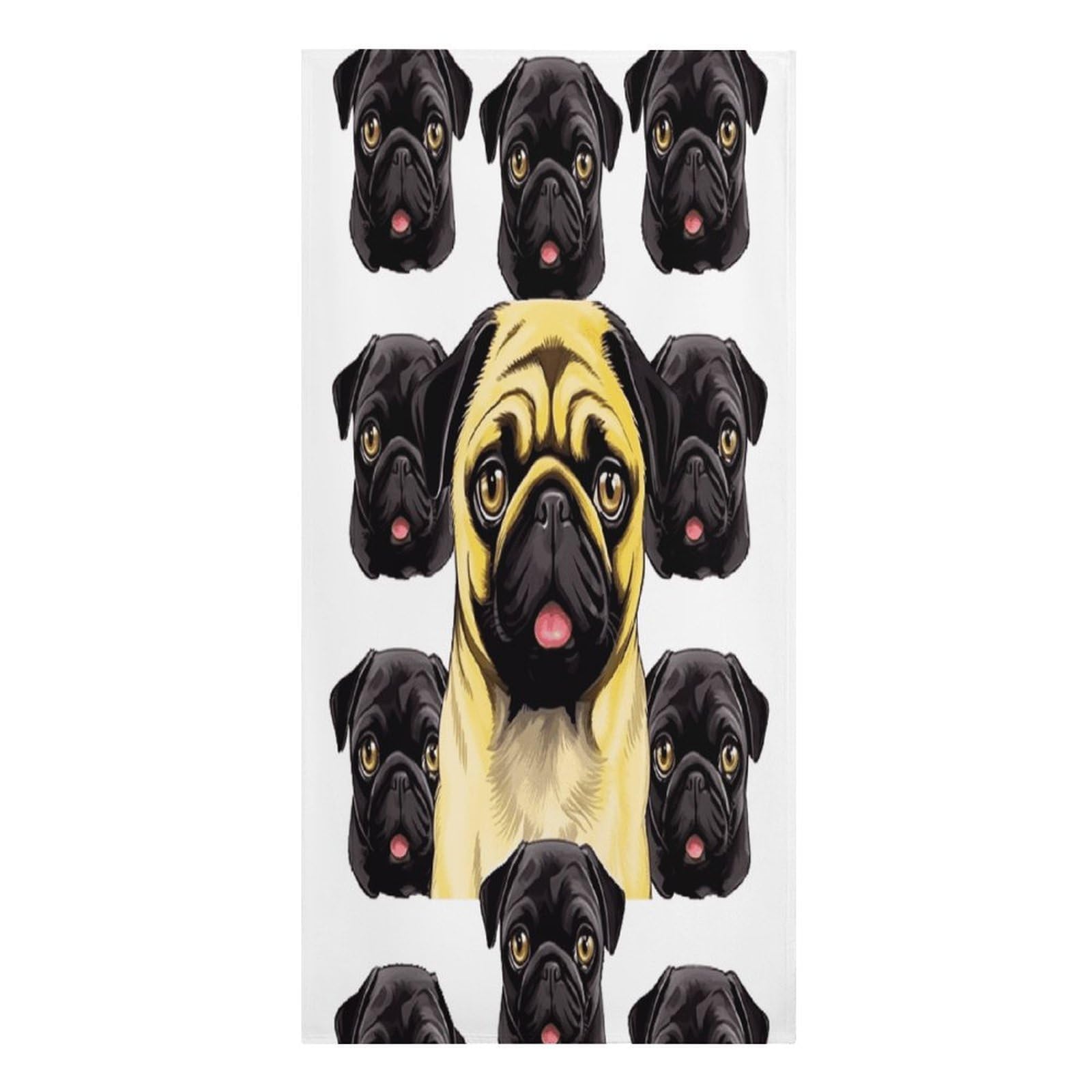 VstaDank Black Yellow Pug Beach Towel Microfiber Oversized Beach Blanket Super Absorbent Soft Pool Bath Towel Sand Free Quick Dry Travel Towels Gifts for Yoga Sports Adults 30" X 61"