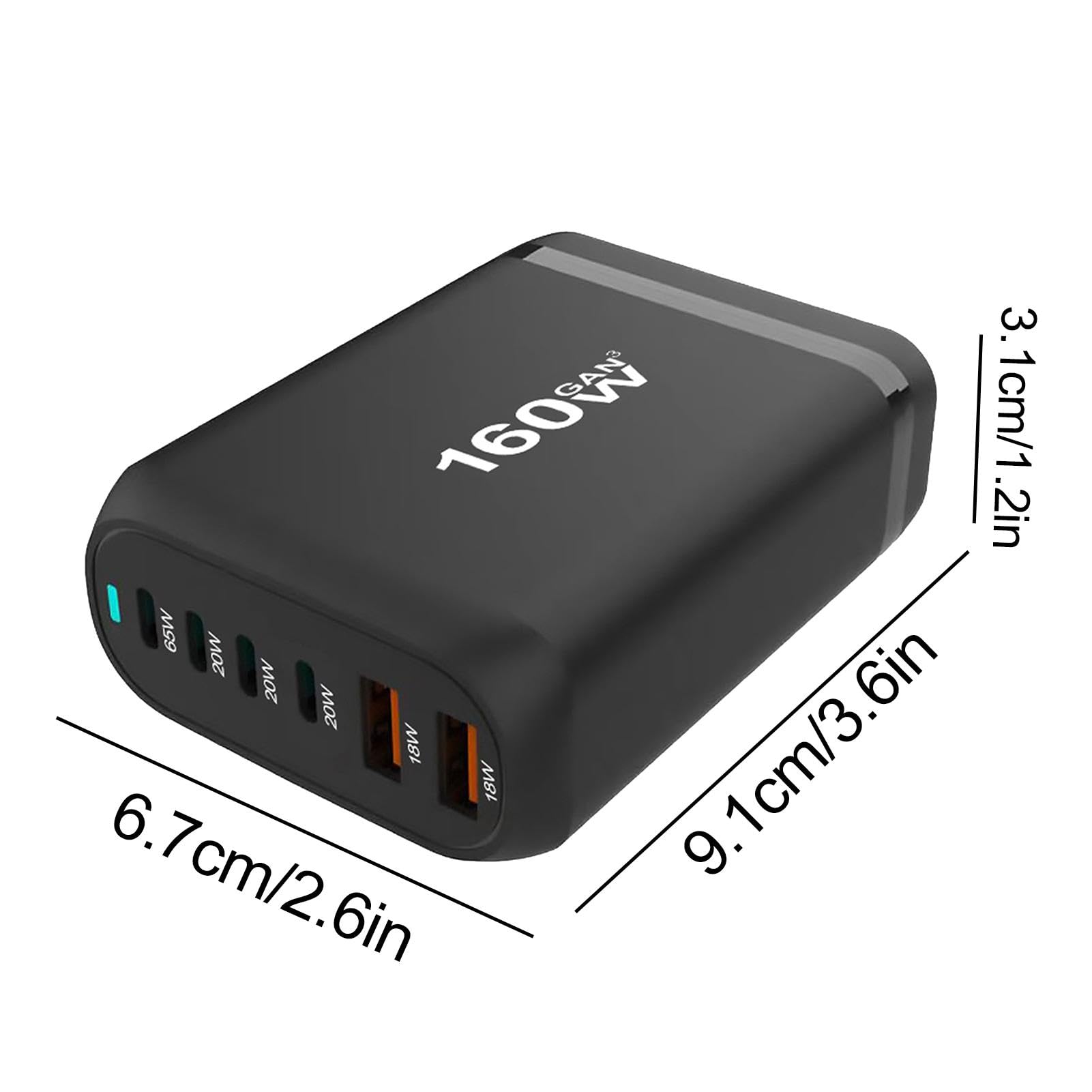 Blocco caricabatterie da parete rapido da 160 W - Stazione di ricarica USB