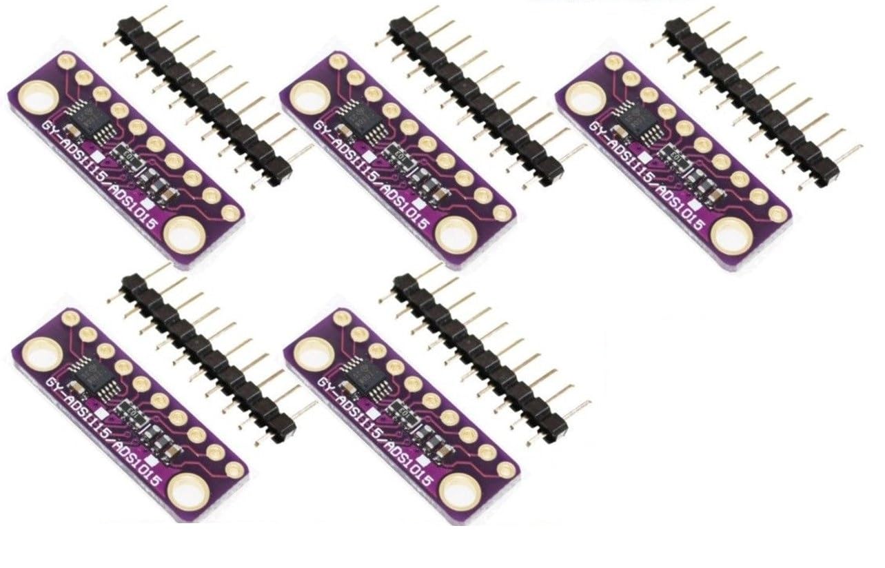 5 Stück I2C ADS1015-Modul 12-Bit-Präzisions-4-Kanal-ADC-Konvertermodul-Entwicklungsplatine mit programmierbarem Verstärkungsverstärker