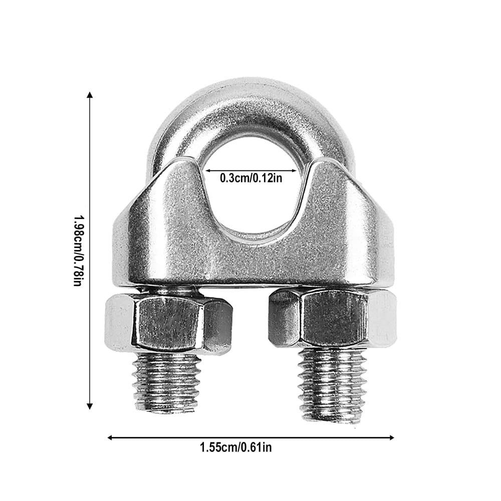 20 Stück Drahtseilklemmen Set – M3 & M4, 304 Edelstahl, U-Bolzen, In Box – Für Zäune, Wäscheleinen & Seilverbindungen