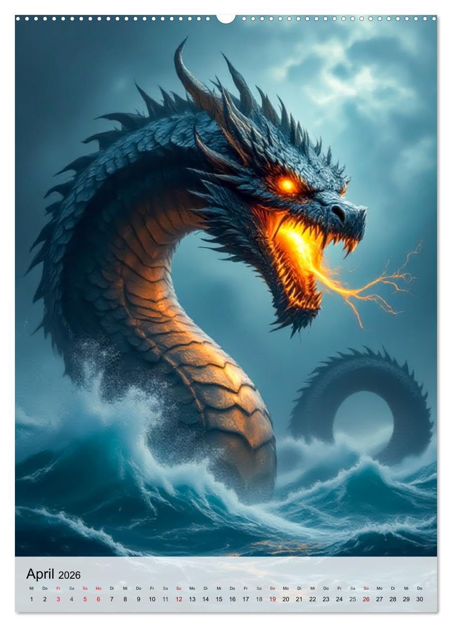 Mythische Bestien – Dunkle Legenden (hochwertiger Premium Wandkalender 2026 DIN A2 hoch), Kunstdruck in Hochglanz: Legendäre Bestien jeden Monat in dunkler Illustration. (CALVENDO Kunst)