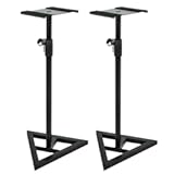 Smartxchoices Pair Floor Speaker Stands Studio Monitor Bookshelf 36"-56” Telescopic Height Adjustable 9” Square Platform Triangular Base for Concert Stage Home Use