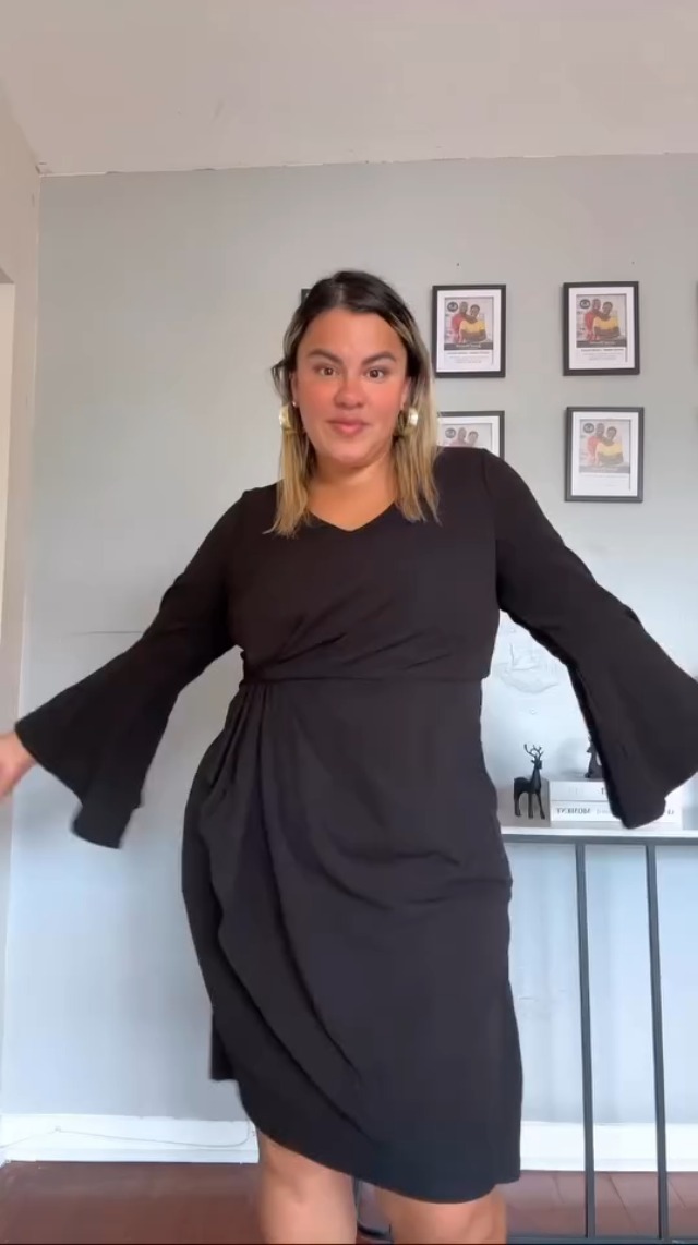 Talisea Womens Plus Size Work Dress Black V Neck Bell Sleeve Business  Church Funeral Cocktail Semi Formal Pencil Dresses at Amazon Women's  Clothing store