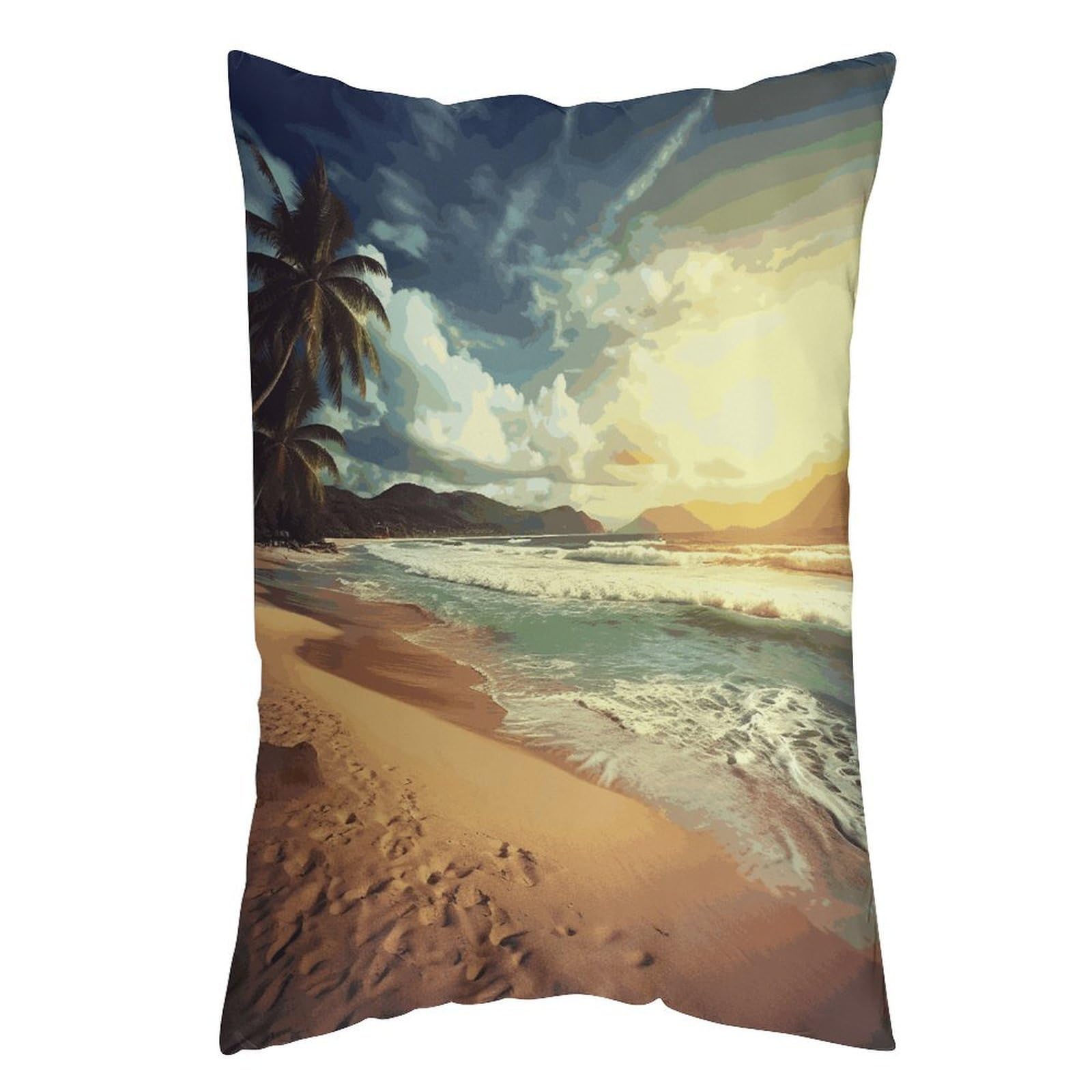 LDGSUPH Sunset on The Beach Pillow Cases Soft Pillowcase with Invisible Zipper Wrinkle Resistant Pillow Covers Breathable Removable Pillow Protector for Bed Sofa Car 12 "x20