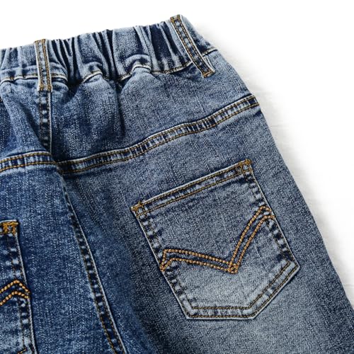 KIDSCOOL SPACE Girls Slim Fit Pull On Jeans,Ribbed Waistband Stretch Denim Pants3