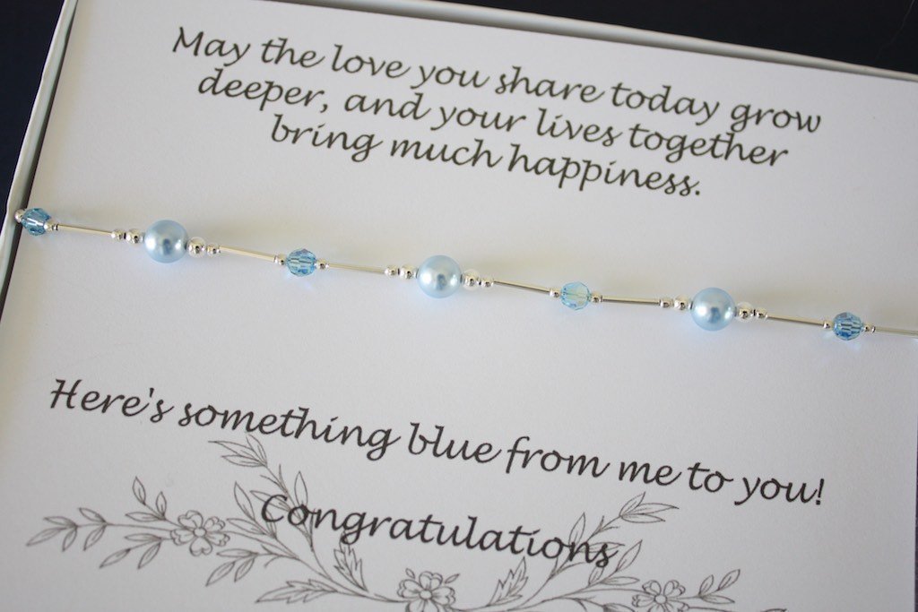Something Blue Bride Gift Anklet, Sterling Silver and Blue Crystal Pearl and Crystal Wedding (Large 9 1/2" to 11")