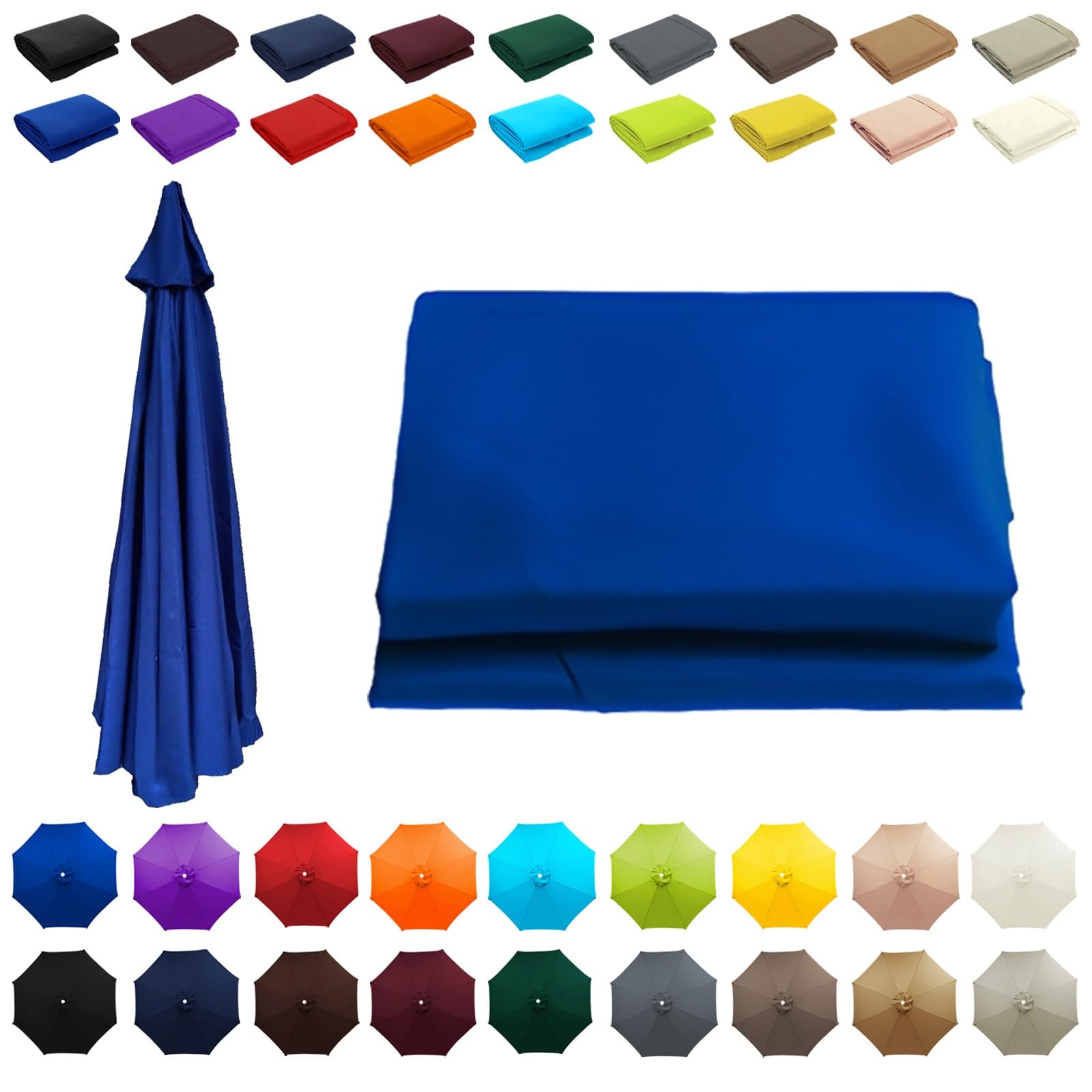3.5m Umbrella Replacement Top, Garden Parasol Umbrella for 8 Ribs, Rainproof, Canopy Only, for Garden, Beach, Market, Pool, Yard(Sapphire Blue) — image 1