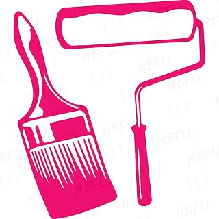 USC DECALS Paint Brush & Roller 02 (Pink) (Set of 2) Premium Waterproof Vinyl Decal Stickers for Laptop Phone Accessory Helmet Car Window Bumper Mug Tuber Cup Door Wall Decoration