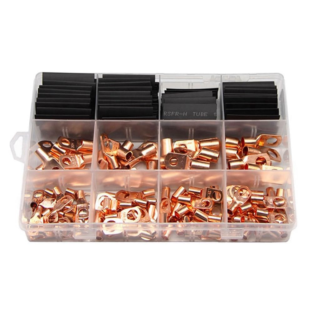 Littimoon 260pcs Peeping Copper Tube Terminal 120Pcs SC Wiring Terminal 140pcs Copper Nose Heat Shrink Tube Combination