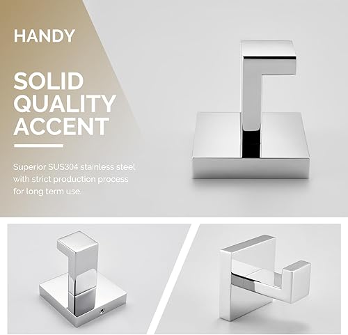 Miniatura 8 de Angle Simple Gancho para toallas de baño, de metal sólido, para baño, ducha, cuadrado, toalla de mano, albornoz, esponjas, colgador, armario de