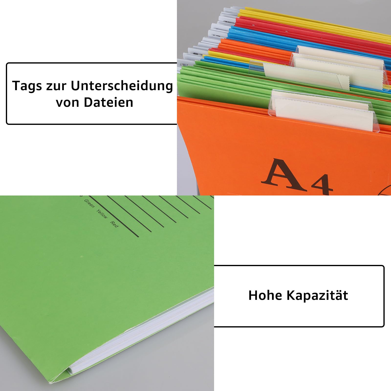 JMIATRY 25 Stk Hängemappen a4, Hängemappen a4 Pappe, Hängemappen A4 Bunt für Schublade, Büro, Schule, Haus (5 Farben)