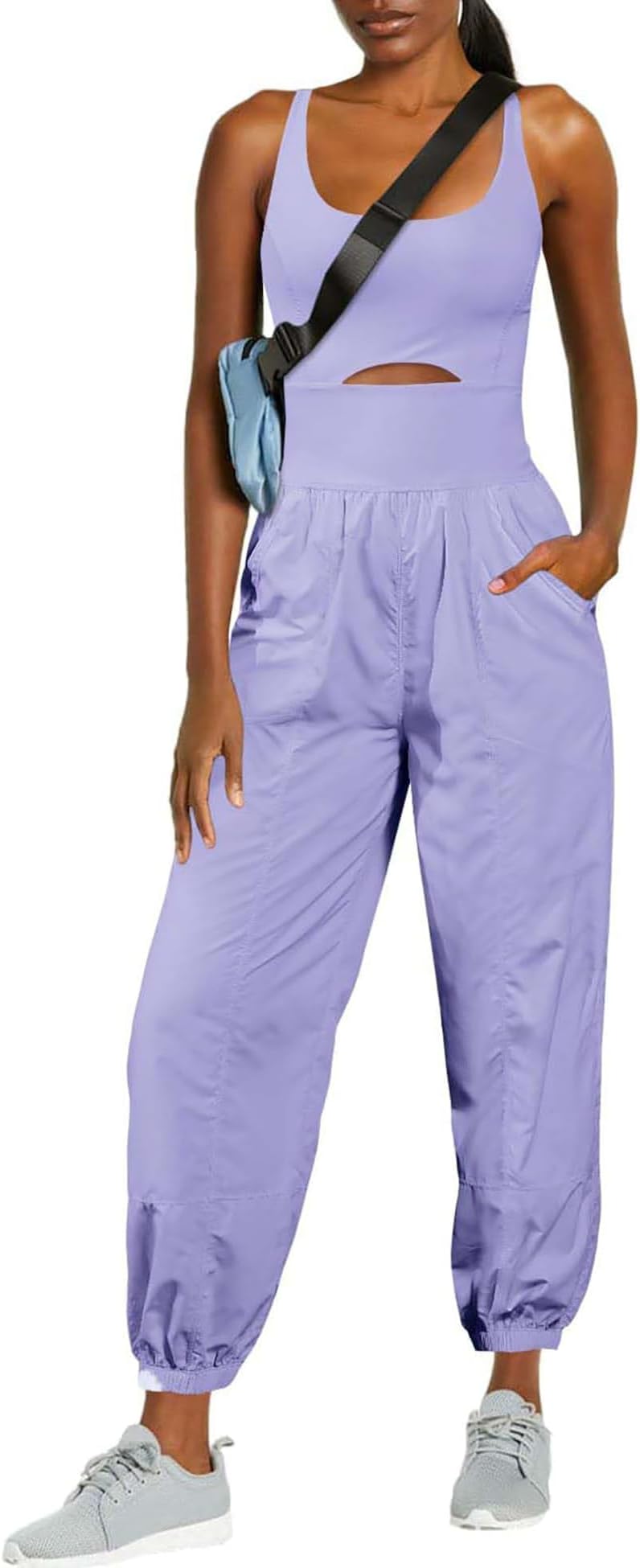 Womens Running Onesie Athletic Romper Pants Hiking Outfits One Piece Workout Jumpsuits with Pockets