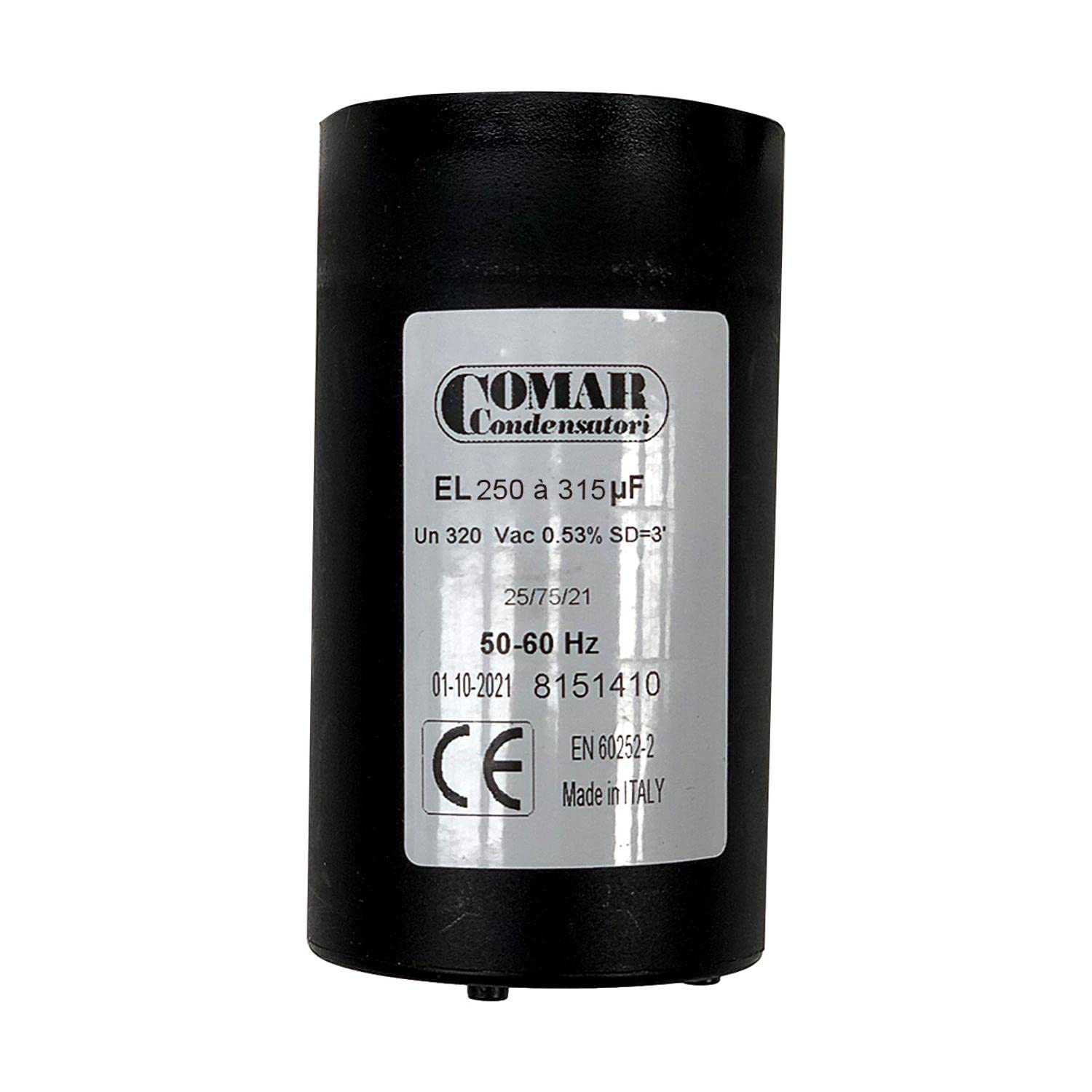 Capaciteur de démarrage COMAR ES2020 250μF 250V Cosses Faston pour moteur monophasé