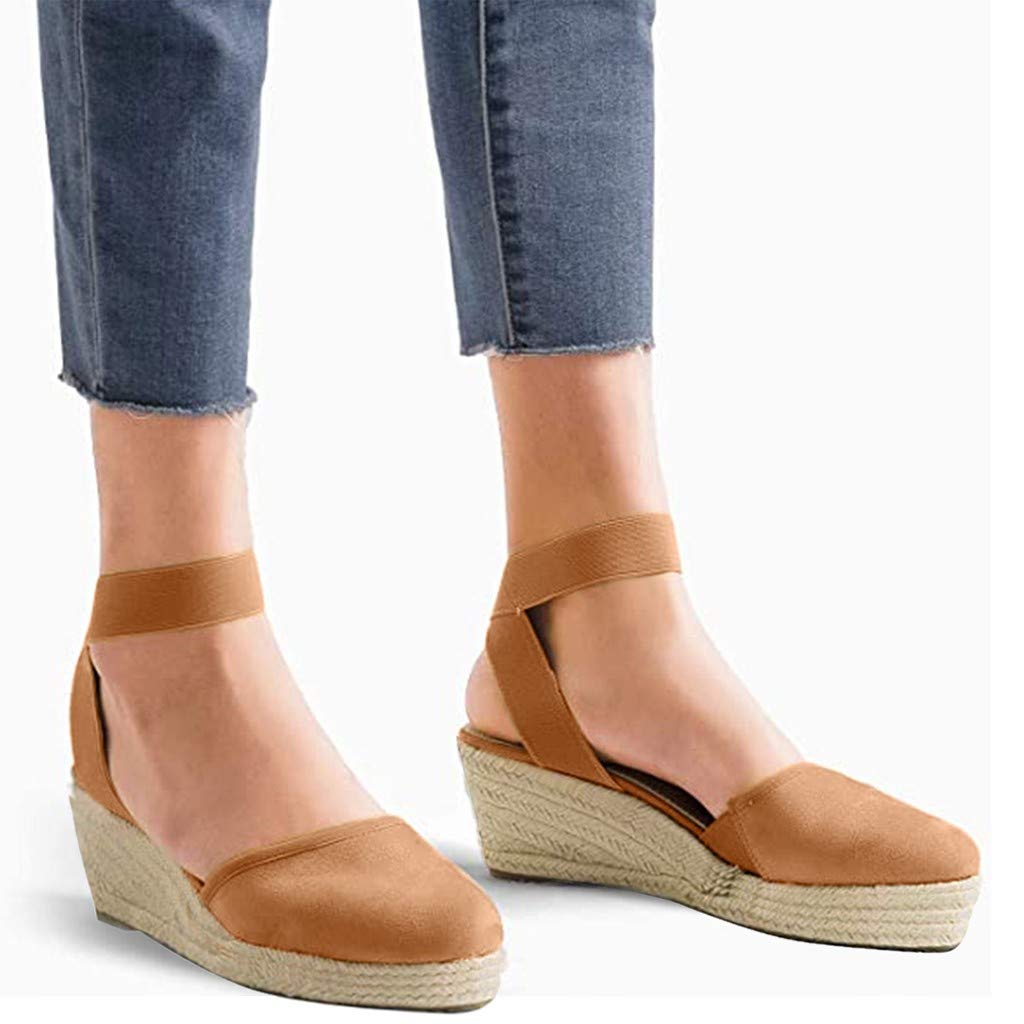 Zeppa Donna Estiva Donne Elastic Ankle Strap Confortevole Breathable Weaving Shoes Sandals Scarpe Chiuse Estive Eleganti Sandali Bassi Neri Con Tacco 34 Women Per Alluce Valgo Plateau