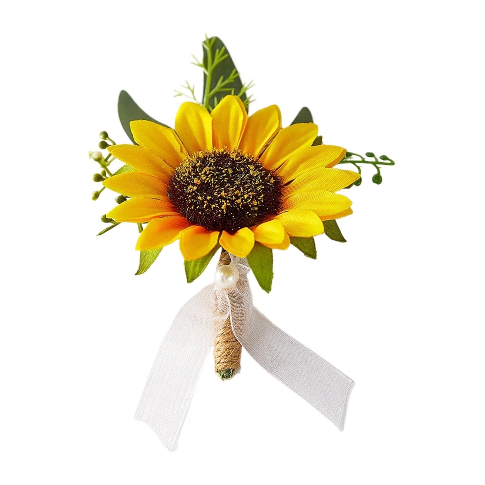 MQFBNNP Wedding boutonniere Handcrafted Sunflower Boutonniere And Wrist Corsage(Boutonniere)