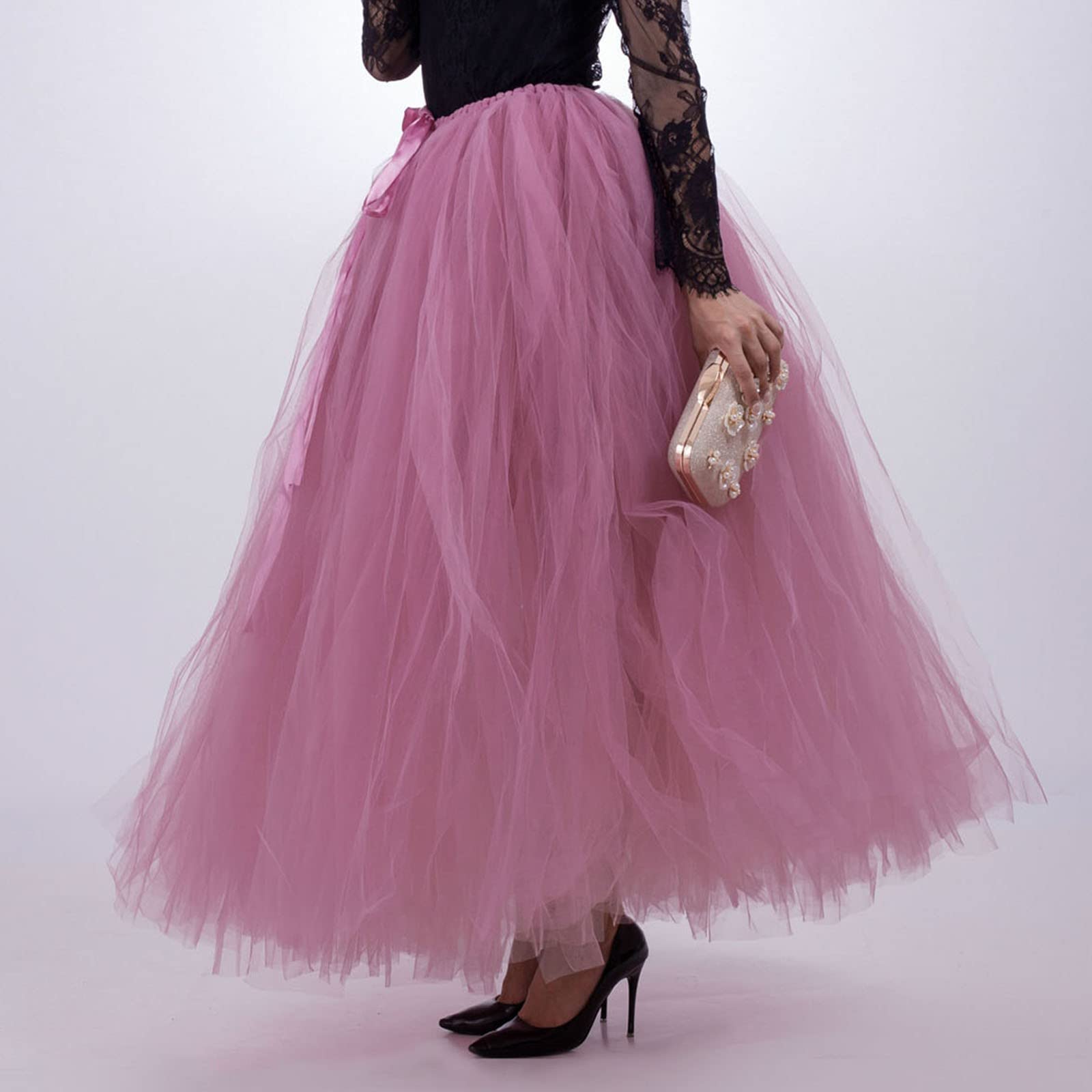 Generico Gonna Tulle DonnaGonna Donna Gonna Tulle Bambina Classico Elastico Gonna in Tulle Balletto Prom Party Costume da Festa di Carnevale di Halloween
