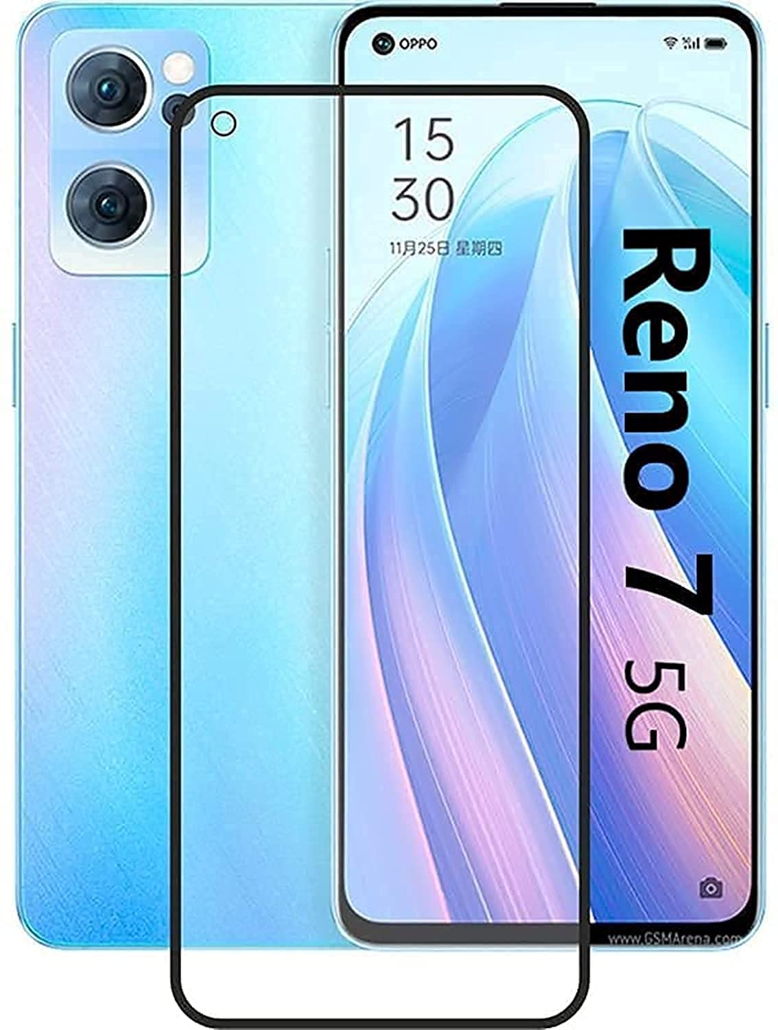 Muzz Full Screen Protection with Easy Installation Tempered Glass for Oppo Reno 7 5G (Black)