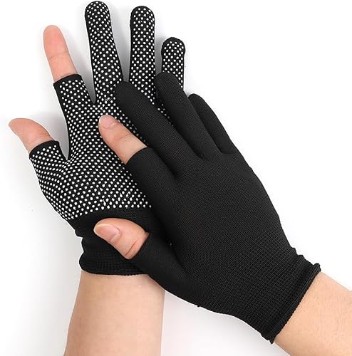 Guantes de trabajo ligeros para hombres y mujeres, transpirables, sin dedos, para construcción, nailon, fitness, ciclismo, motocicleta, color negro