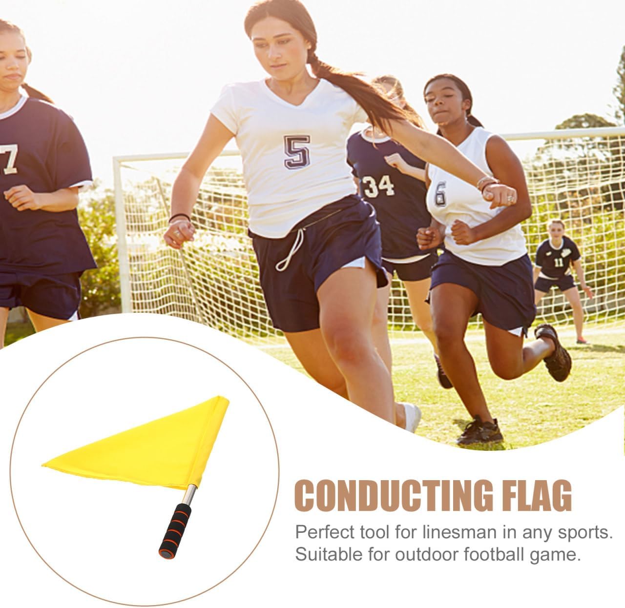 Traffic Flag 18.11X13.58 Inch Lightweight Hand Waving Referee Flag with Comfortable Sponge Handle and Stainless Steel Pole for Outdoor Soccer Matches and Sports Events - Image 9