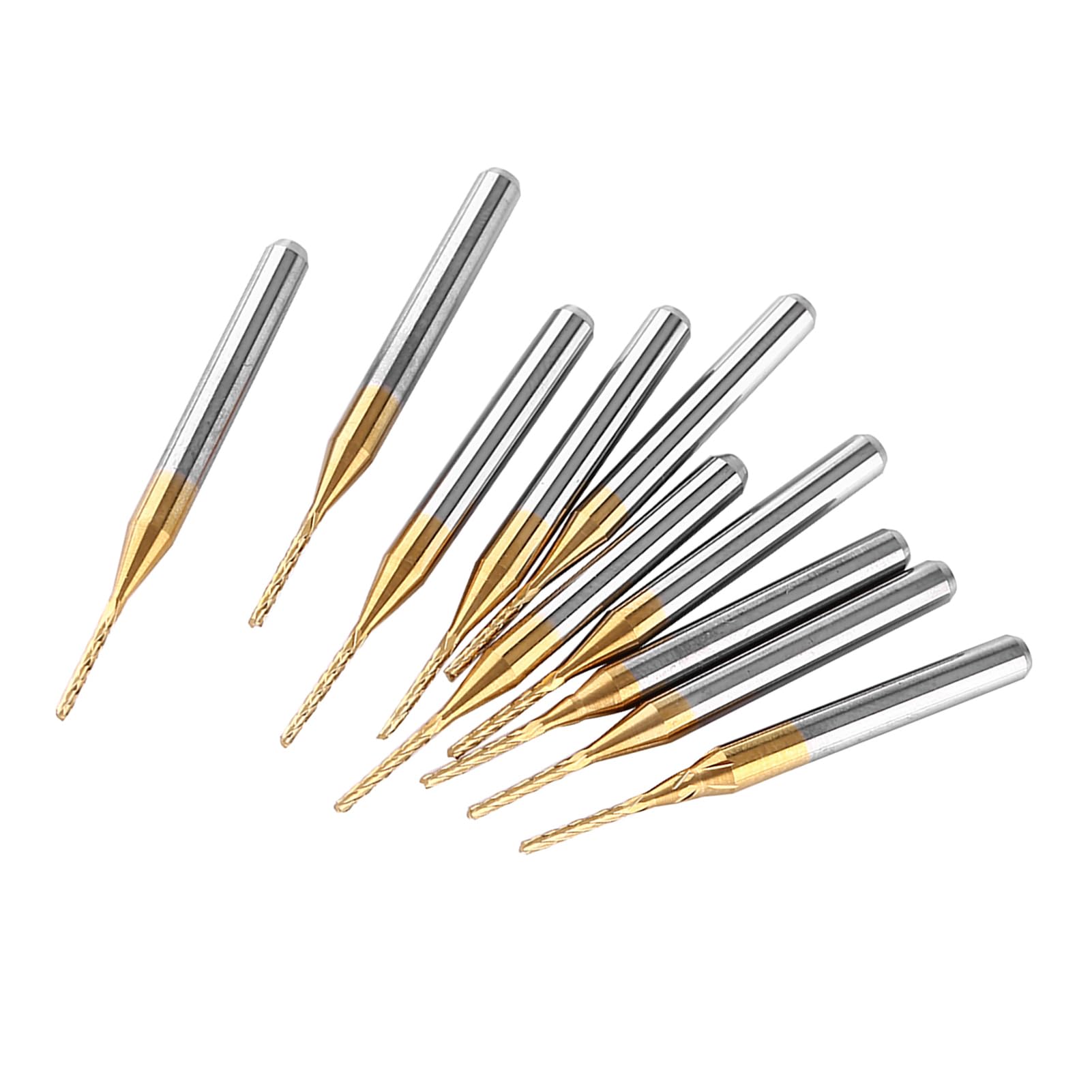 10 Pièces Fraise en Bout 3.175mm X 1mm Revêtement en Titane Fraise en Bout de Carbure de Tungstène Mèches de Gravure Fraise pour Circuits Imprimés, Métal, Plastiques