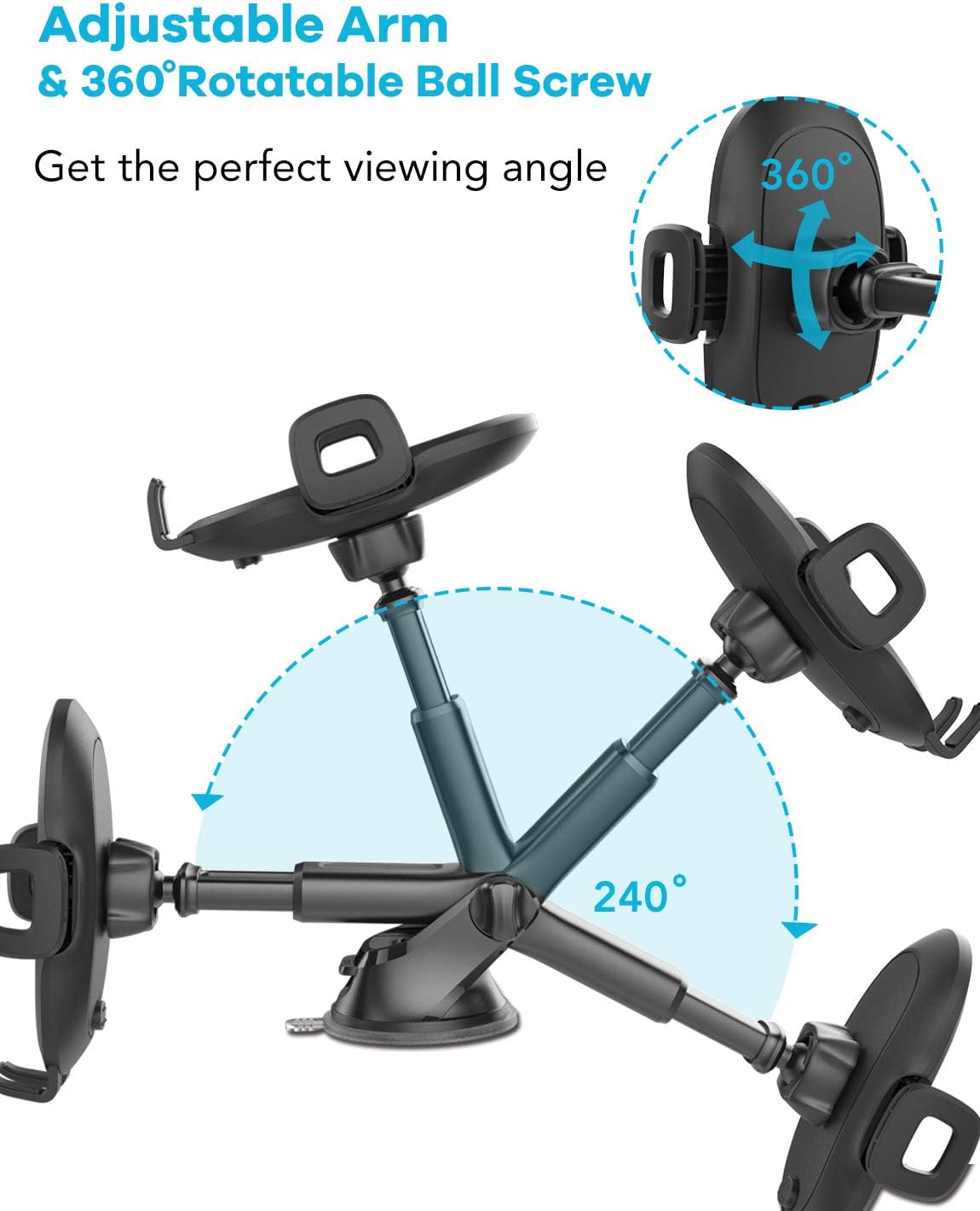 Suction Cup Phone Holder for Windshield/Dashboard/Window, Universal Dashboard & Windshield Sturdy Suction Cup Car Phone Mount with Strong Sticky Gel Pad,Compatible W/ iPhone, Samsung &Other Smartphone : Cell Phones & Accessories