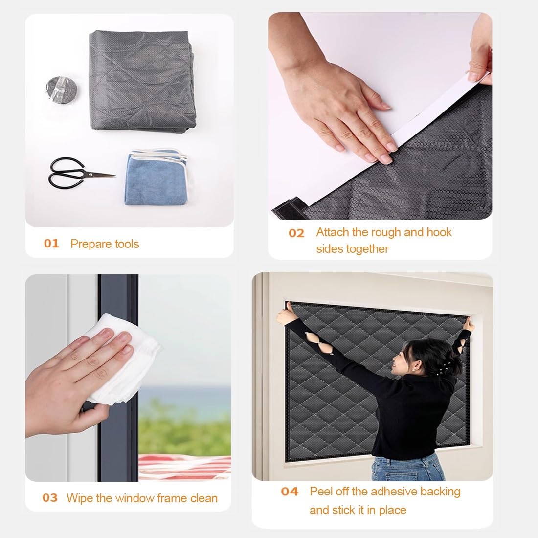 Rideau Thermique Isolant Anti Froid en d'hiver, Kit D'isolation de Fenêtr, Couverture de fenêtre en tissu Oxford, Coupe-Vent, Imperméable, Isolant Phonique(Noir,195x175cm)