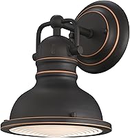 Vista 10 de Westinghouse 6116200 Boswell - Lámpara de tocador de interior de estilo vintage, acabado de bronce aceitado con reflejos, lente acrílica prismática