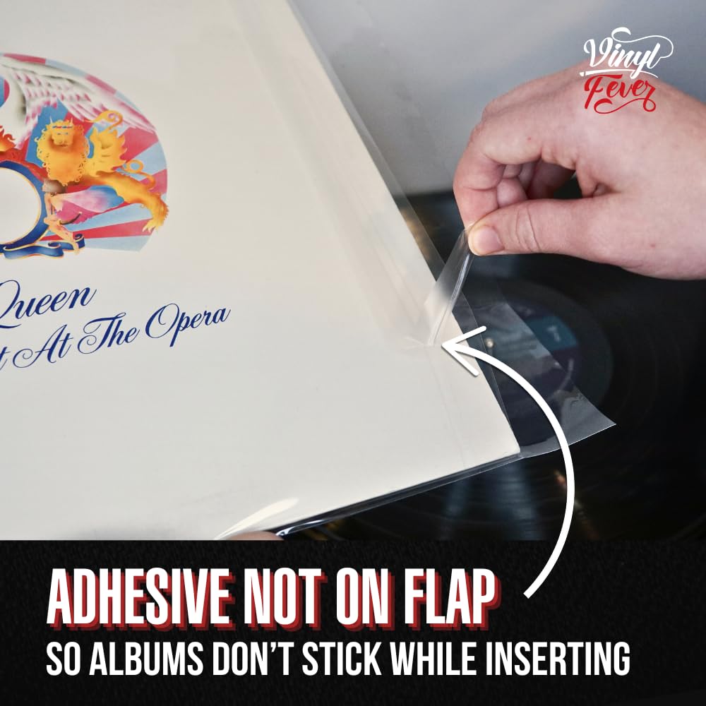 Vinyl Fever Fundas exteriores resellables para discos de 12 pulgadas (paquete de 75) | Cubiertas de polipropileno de 3 mm con solapa protectora premium que cubre y sella los álbumes completamente para
