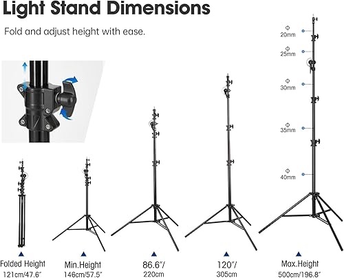Miniatura 5 de JINBEI Brazo de brazo pesado de 16.4 pies y 196.9 in con soporte de luz para saco de arena, rodamiento de 22 libras, giratorio y ajustable, de