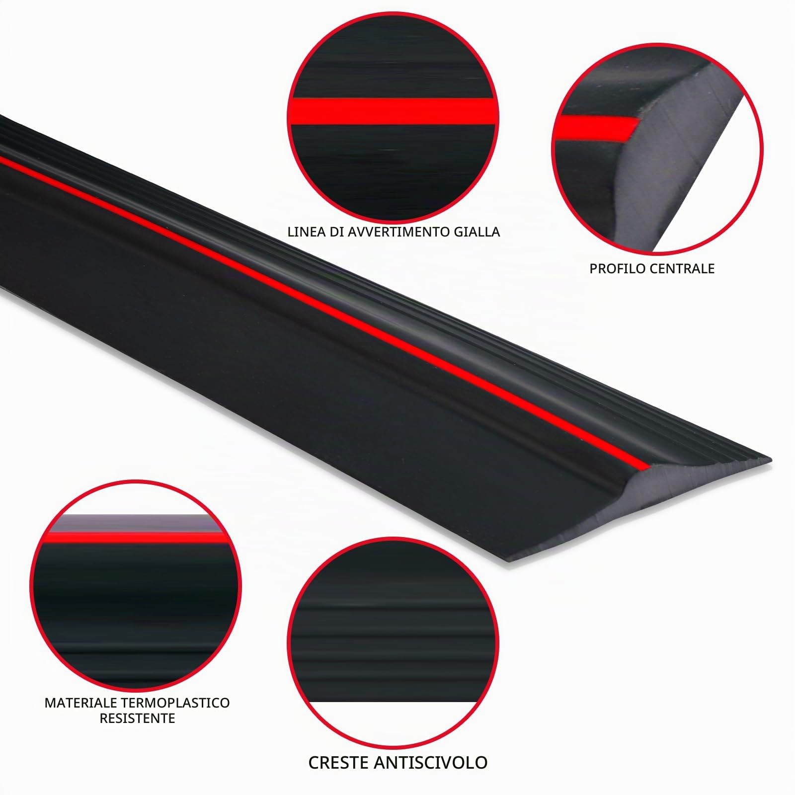Guarnizione Porta Garage 4.8M, Rosso - Guarnizioni per Porte di Garage, Soglia Porta Antipioggia, Universale