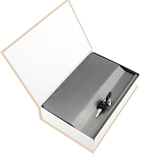 Miniatura 6 de EIOUMAX Caja fuerte para libros de 9.5 x 6.3 x 2.3 pulgadas y 1.4 libras con cerradura de llave, caja fuerte oculta, mariposa de metal