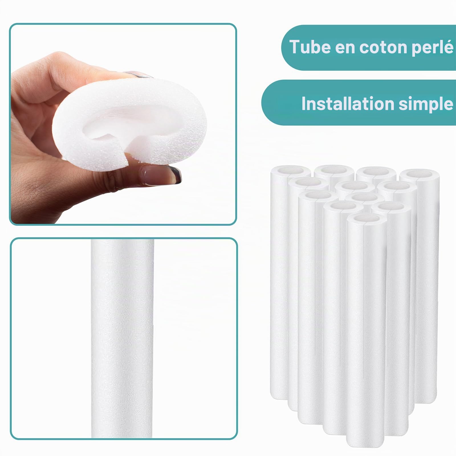 12 pièces Mousse Tube Éponge Manchon protecteur 40 cm ID 2,5 cm / OD 4,5 cm Couvercle de Tube Prédécoupé Couvercle de Tuyau Creux pour Protection Tuyaux et Chaleur Préservation