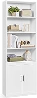 VASAGLE Custos 6-Tier Tall Bookcase with Doors, Cloud White - Slim 9.4x23.6x68.9" Open Bookshelf for Living Room, Office ULBC402W01