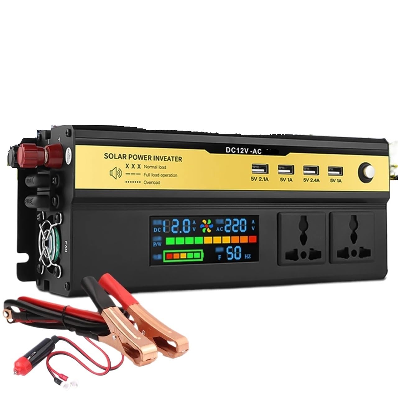 Przetwornica samochodowa DC12V/24V do AC 6000W Konwerter zasilania Adapter z ładowarką USB Uniwersalny falownik samochodowy,Chroń Swoje UrząDzenia(12v 5000W)