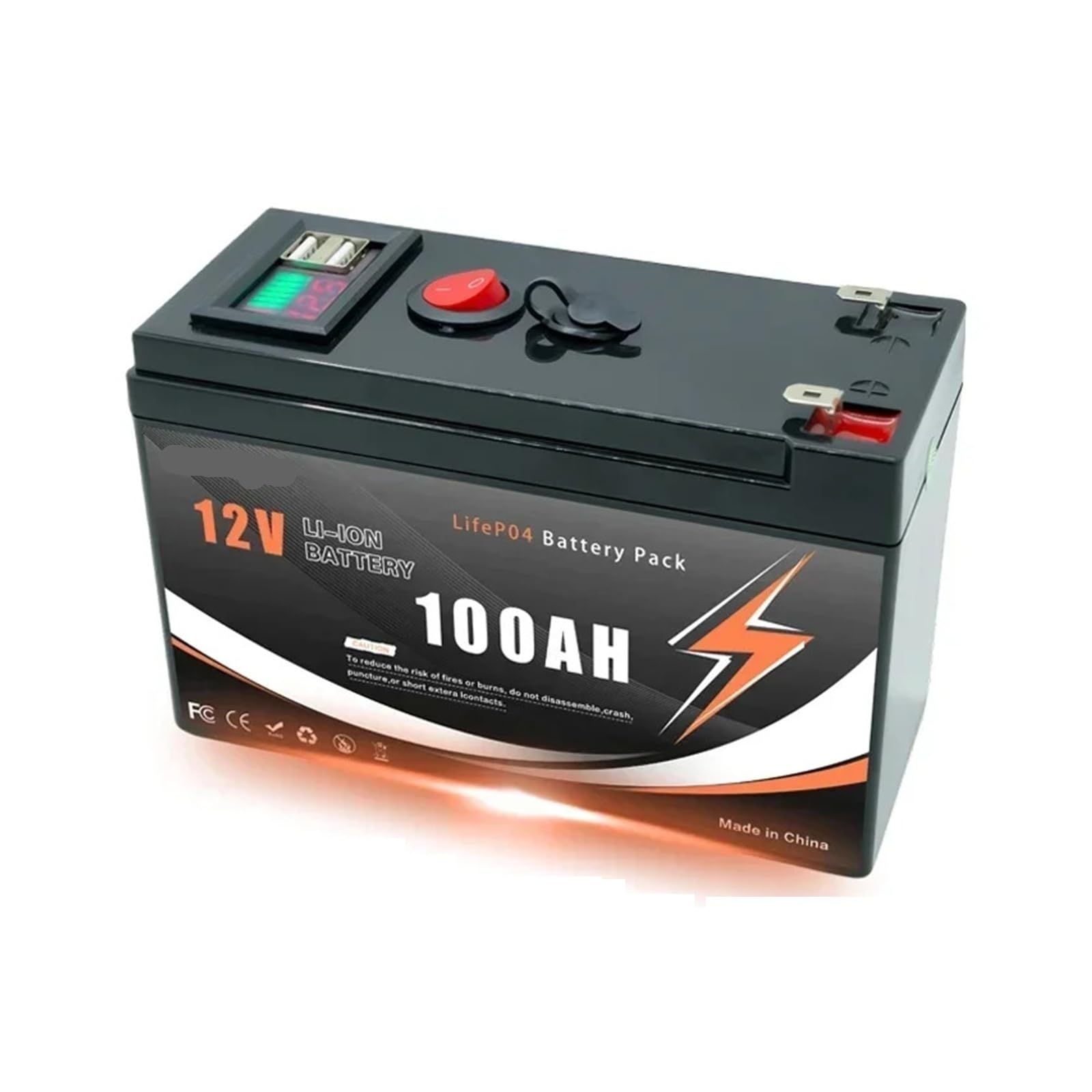 Batteria Ricaricabile Al Litio LiFePO4 Da 12 V 150 Ah, Ciclo Profondo | For energia solare, UPS, scooter, ruote motrici, ecoscandaglio, barche, camper(LiFePO4 100Ahcharger)