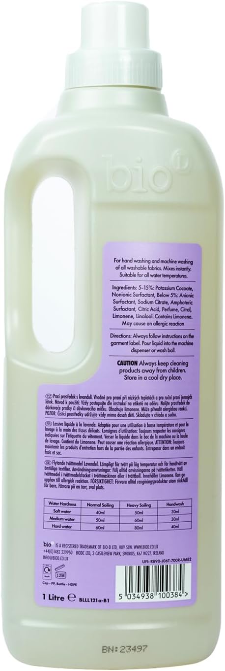 Bio-D Laundry Liquid Lavender Concentrated Non Bio 1 Litre