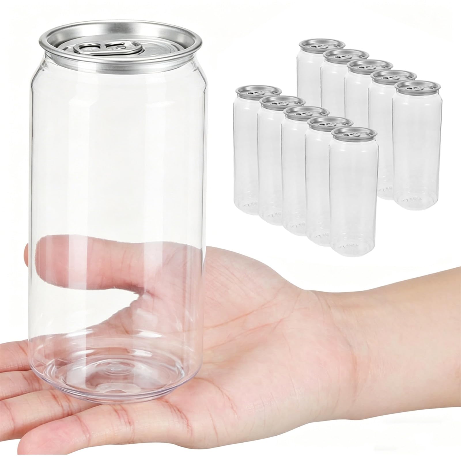 ZEEKYFOR 200-Pack Disposable Plastic Can Sealer Cups with Aluminum Lids, Portable Canned Drink Bottles Compatible with Can Sealing Machine 500ml/17oz