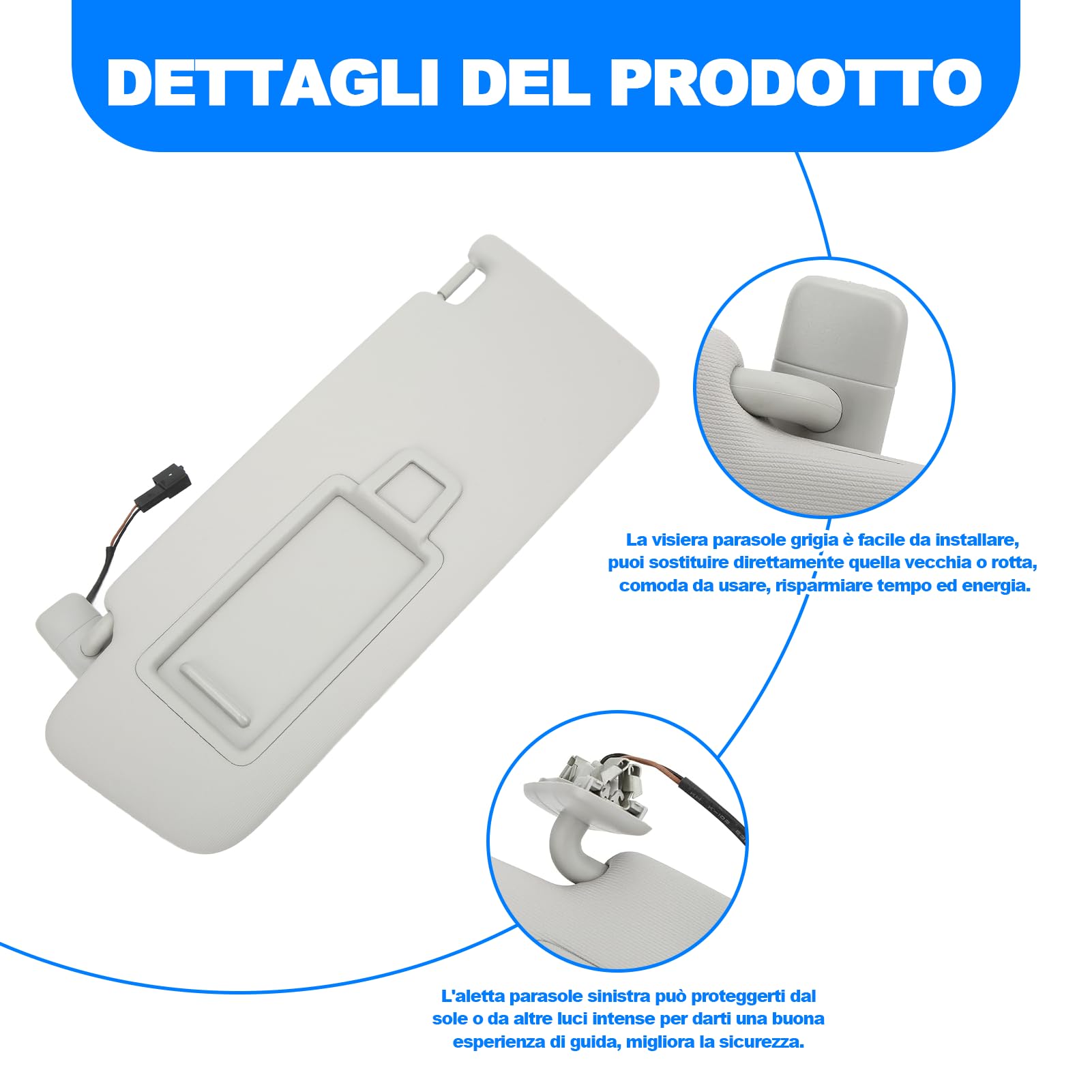 Visiera Parasole Lato Guida Sinistro Grigia 5GG 857 551 Accessori Interni Auto di Ricambio per MK7 2014‑2017