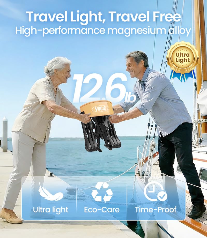 Image of VOCIC Lightweight Walkers for Seniors, Z35 Packgo Rollator, 12 lbs, Portable&Foldable Rollator Walker with Seat for Easy Travel, 300lb, with Dual X-Bridge Stability, Backpack Included, 3-Year Support