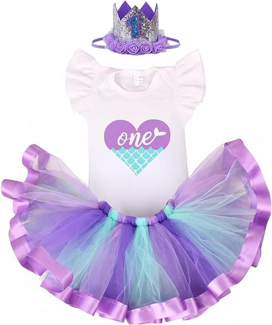 Baby Girls 1st/2nd Baby Girls 1st/2nd First Birthday Outfits Cotton Romper mermaid ...