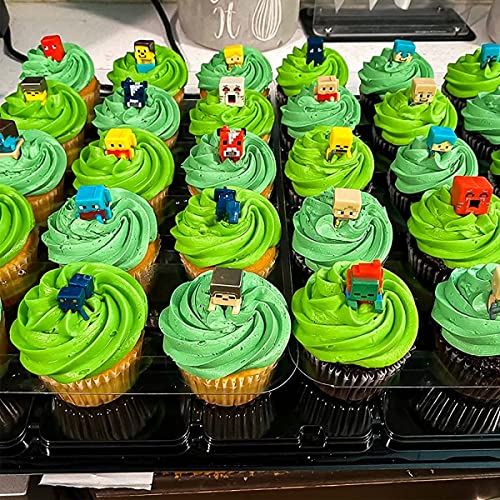36Pcs Pixel Themed Cake Toppers, Minecraf Mini Action Figures Toys, Miner Toys Character Cupcake Toppers - Collection Playset Party Gift For Kids Boys Fans #TOP2