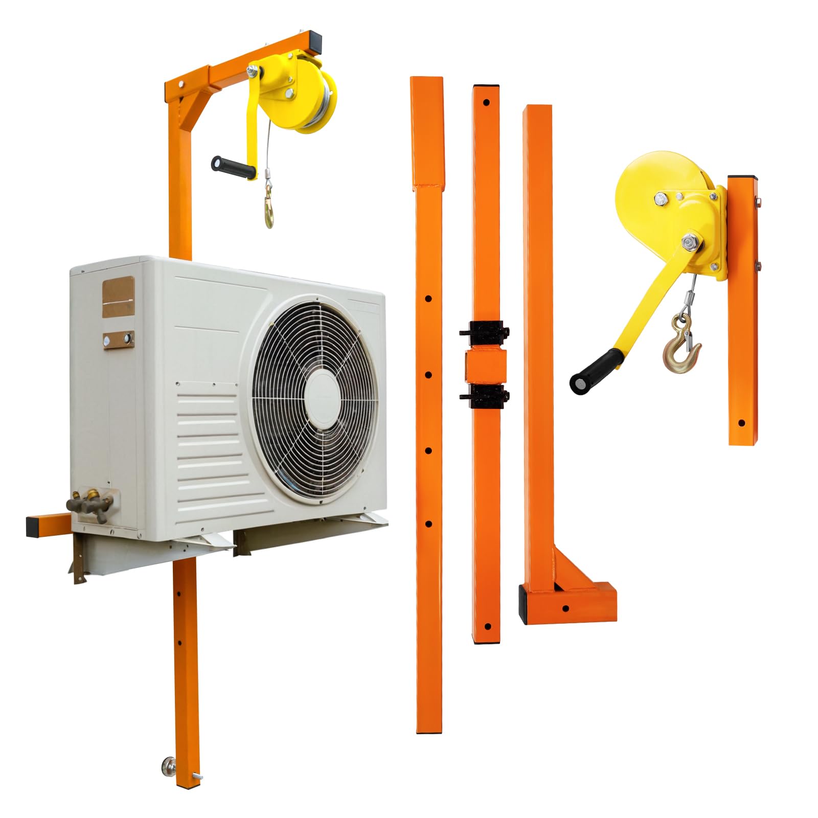 LMMIAOZ 50FT Air Conditioner Lift Tool, 400LB Manual Hoist with Rope, Stainless Steel Crane Pulley System, Durable Suspension Bracket for Easy Installation and Heavy Lifting