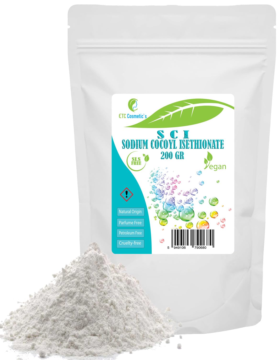 Sodium cocoyl isethionate SCI - 200 Gr - Used in Various Bath preparations, Suitable for Sensitive Skin (200 Gr)