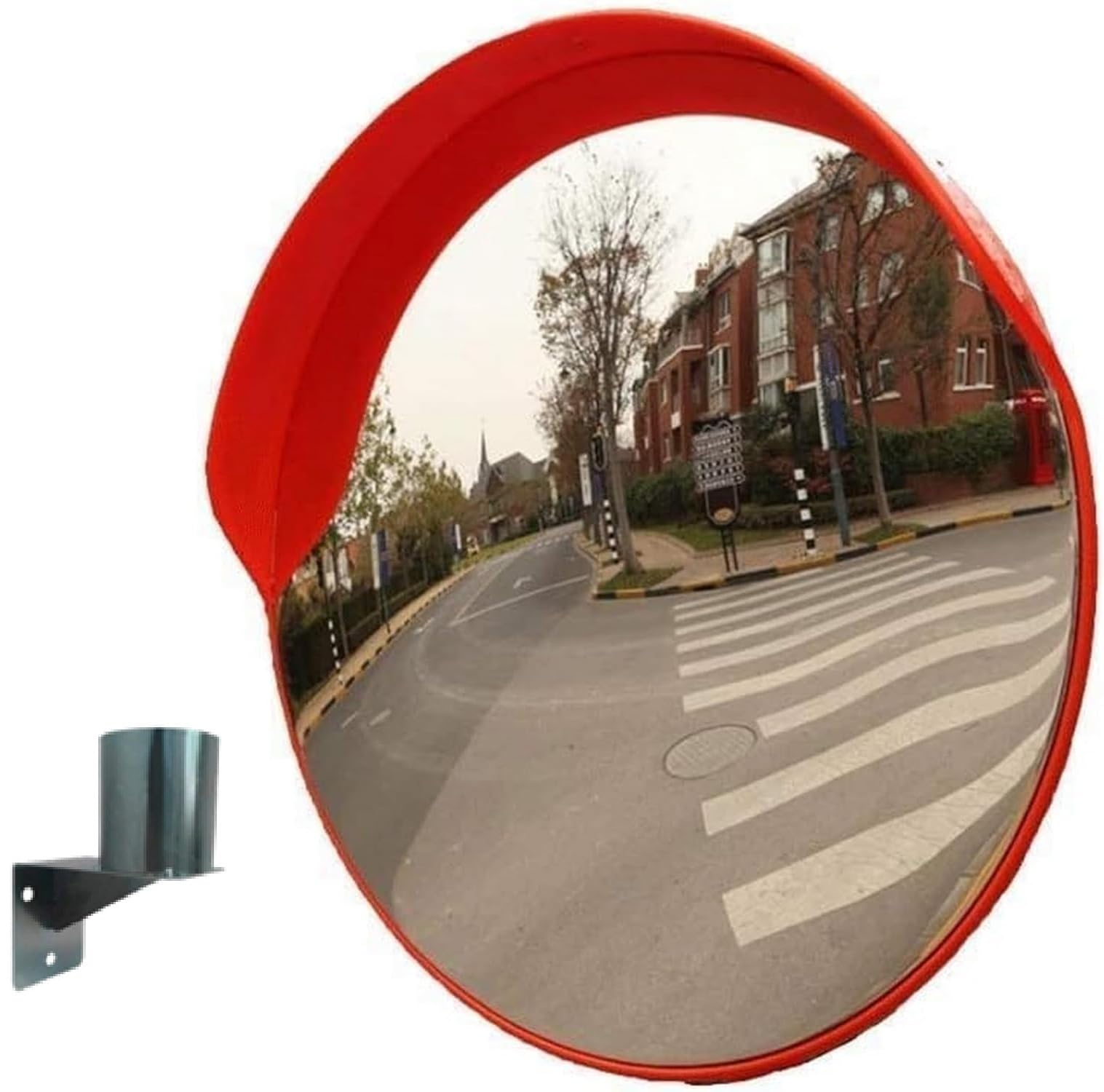 FERRETELIX® Espejo Convexo de Seguridad Exterior 60 cm – Irrompible en Policarbonato – con Soporte para Pared y Poste- Antivandálico y Resistente al Clima