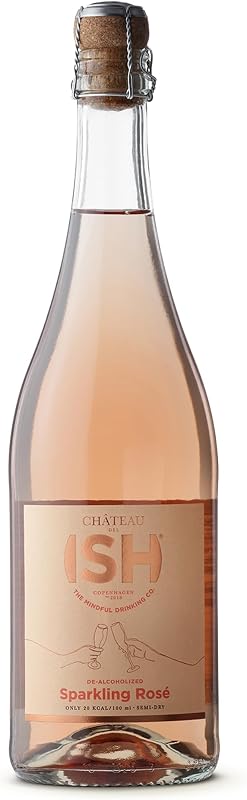 ISH Vino rosado espumoso sin alcohol, bajo en calorías, 750 ml | Rosa espumosa sin alcohol, uvas Pinot Noir y Merlot desalcoholizadas, prueba cero, sin gluten