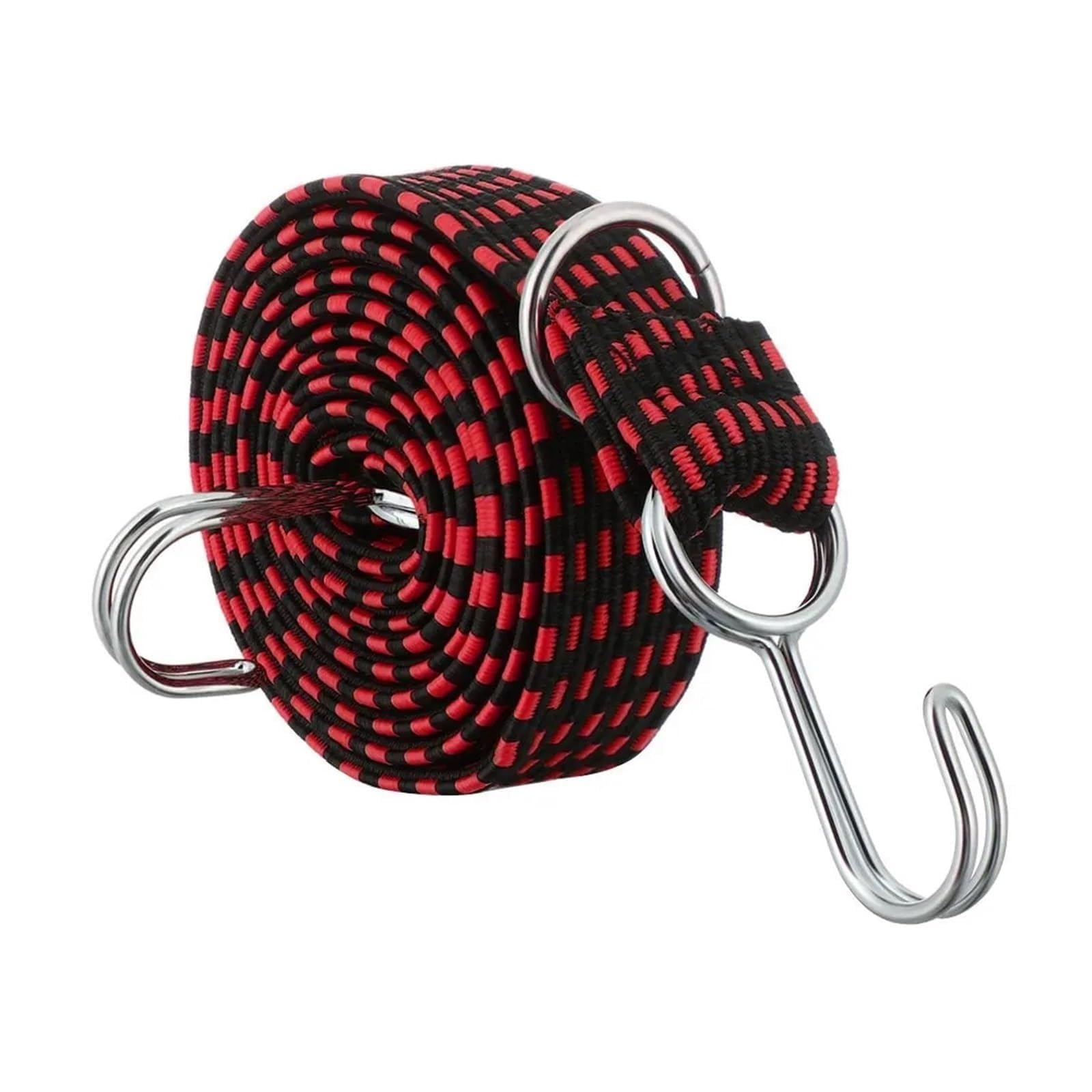 Tie Down Strap, Elastics Rubber Lugga Rope Cord Hooks Bikes Rope Tie Bicycle Lugga Roof Rack Strap Fixed Band Hook Car Accessories(Black red-2M)