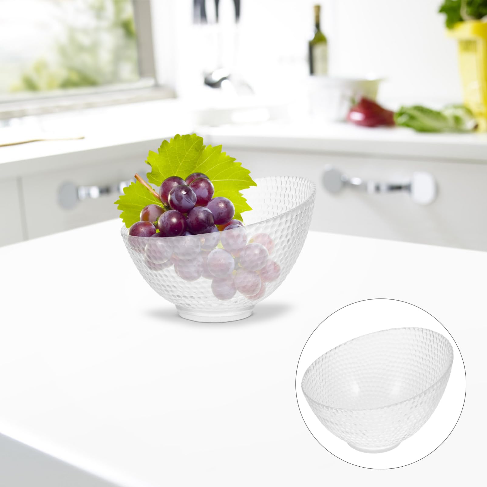 SOLUSTRE Bol De Creativo con Borde Biselado para Ensalada y Postre Recipiente Transparente para Frutas y Cocina Cuenco Duradero y Fácil De Limpiar Apto para Uso Doméstico y Restauración
