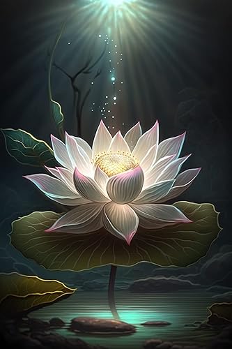 Kits de pintura de diamante con flor de loto en luz, pintura de diamante redondo 5D punto de cruz de diamante para adultos y niños, divertido disponible en Yaxa Colombia